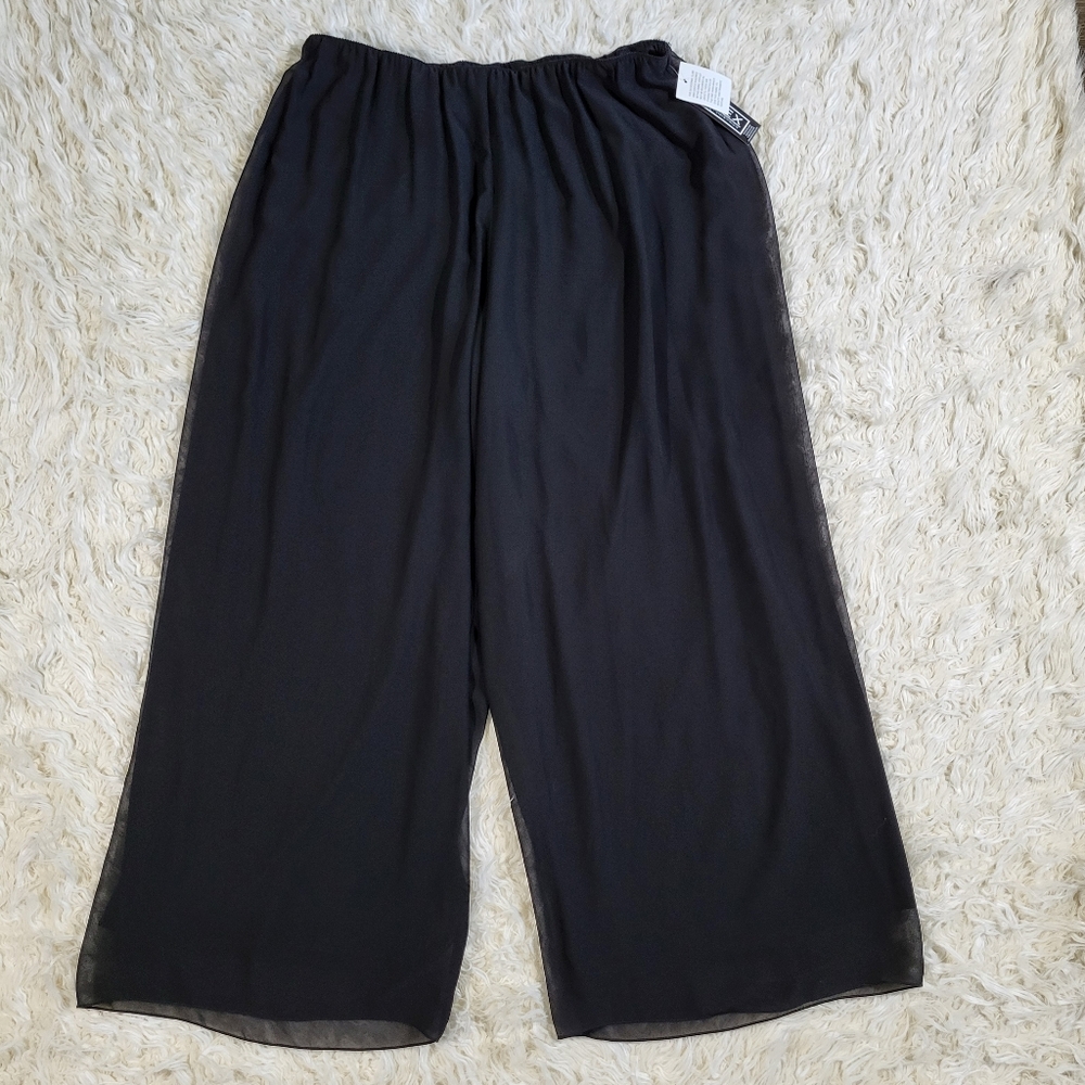 Alex Evenings Plus Straight Leg Pant with Georgette Split Leg Overlay Size 2X - Picture 2 of 15
